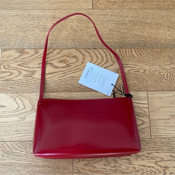 Mansur Gavriel Dark Cherry Red Leather Gaia Shoulder Bag Italy Date Night Clutch - Picture 5 of 10